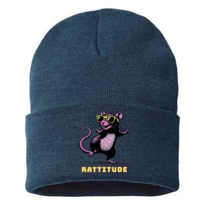 Funny Rat Meme Rattitude Rat Sunglasses Dancing Sustainable Knit Beanie