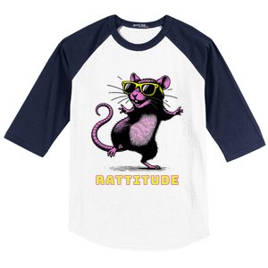 Funny Rat Meme Rattitude Rat Sunglasses Dancing Baseball Sleeve Shirt