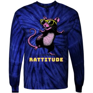 Funny Rat Meme Rattitude Rat Sunglasses Dancing Tie-Dye Long Sleeve Shirt