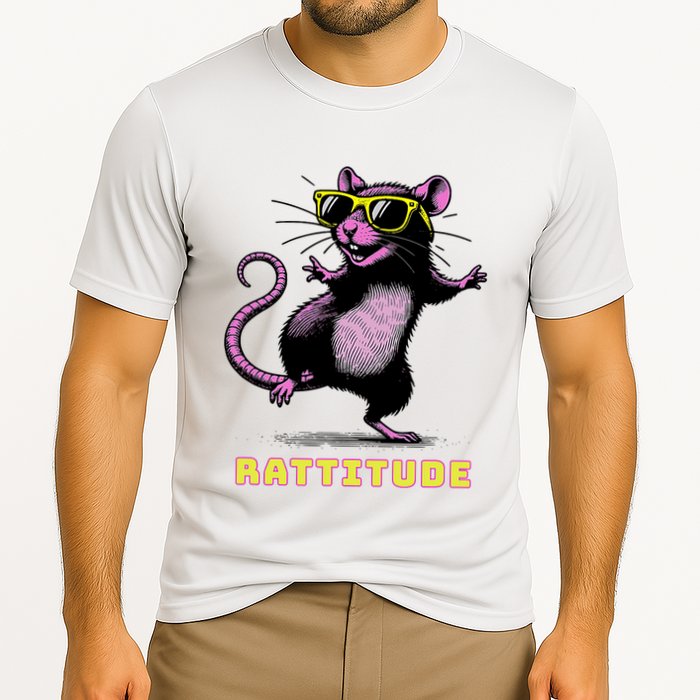 Funny Rat Meme Rattitude Rat Sunglasses Dancing Cooling Performance Crew T-Shirt