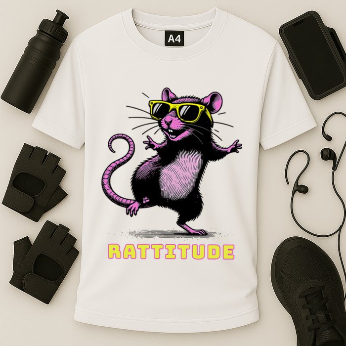 Funny Rat Meme Rattitude Rat Sunglasses Dancing Cooling Performance Crew T-Shirt