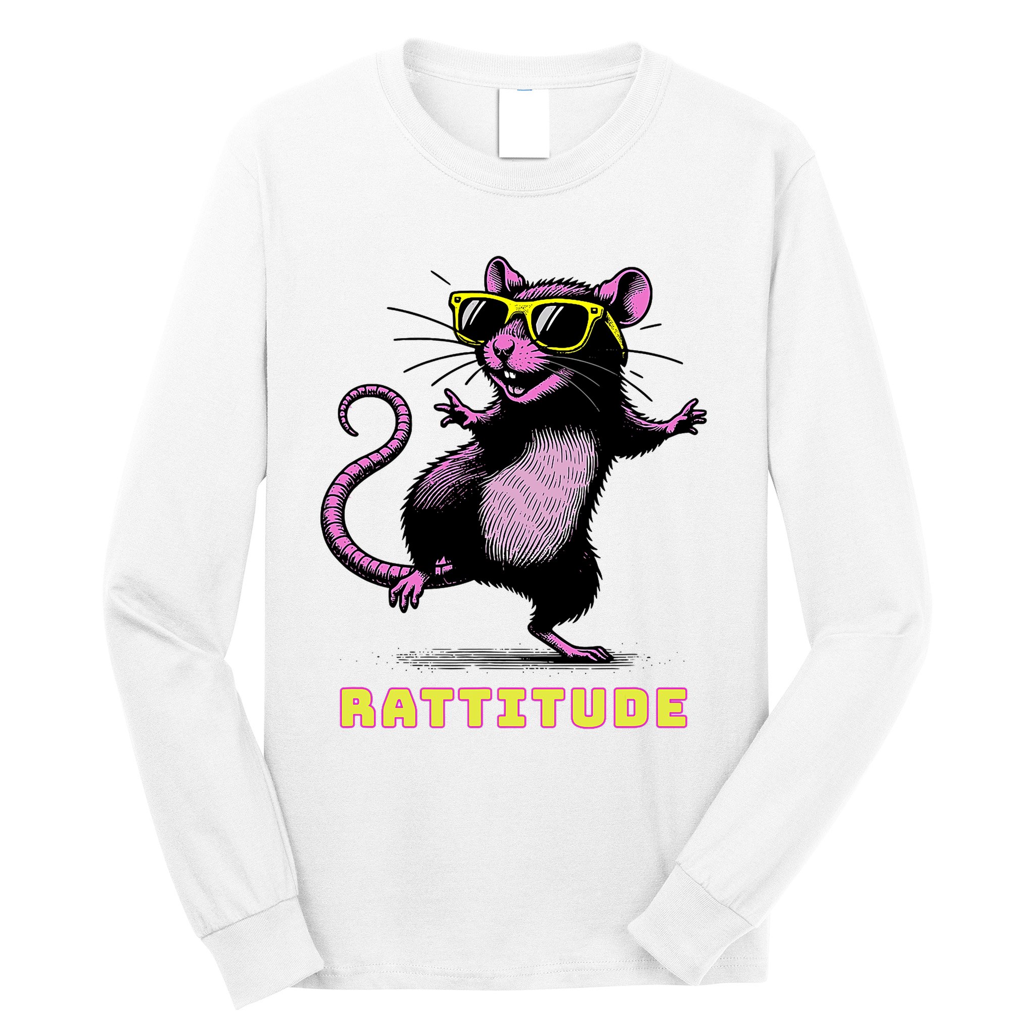 Funny Rat Meme Rattitude Rat Sunglasses Dancing Long Sleeve Shirt