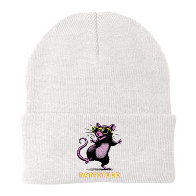 Funny Rat Meme Rattitude Rat Sunglasses Dancing Knit Cap Winter Beanie