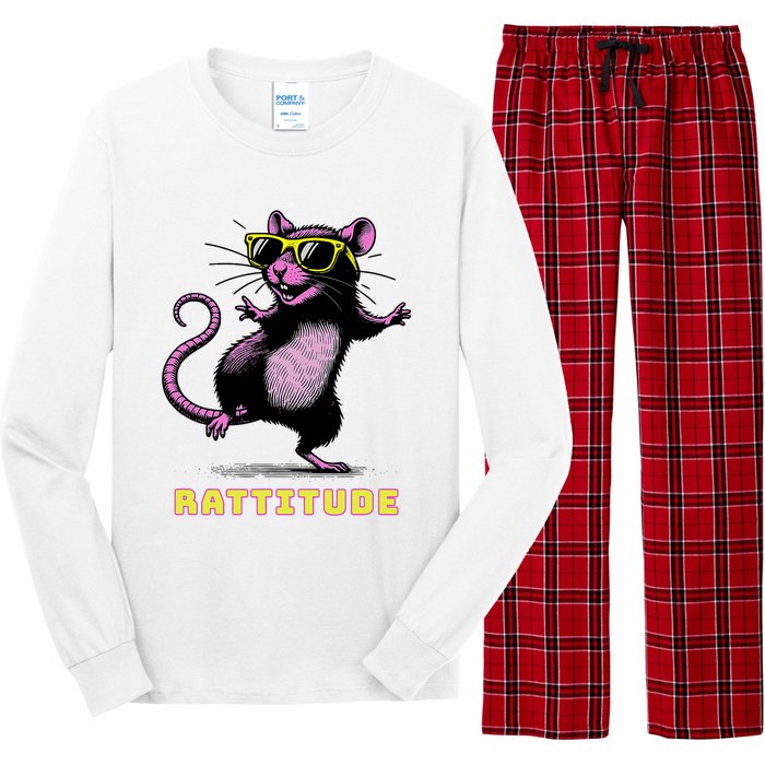 Funny Rat Meme Rattitude Rat Sunglasses Dancing Long Sleeve Pajama Set