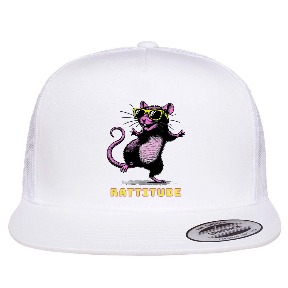 Funny Rat Meme Rattitude Rat Sunglasses Dancing Flat Bill Trucker Hat