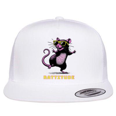 Funny Rat Meme Rattitude Rat Sunglasses Dancing Flat Bill Trucker Hat