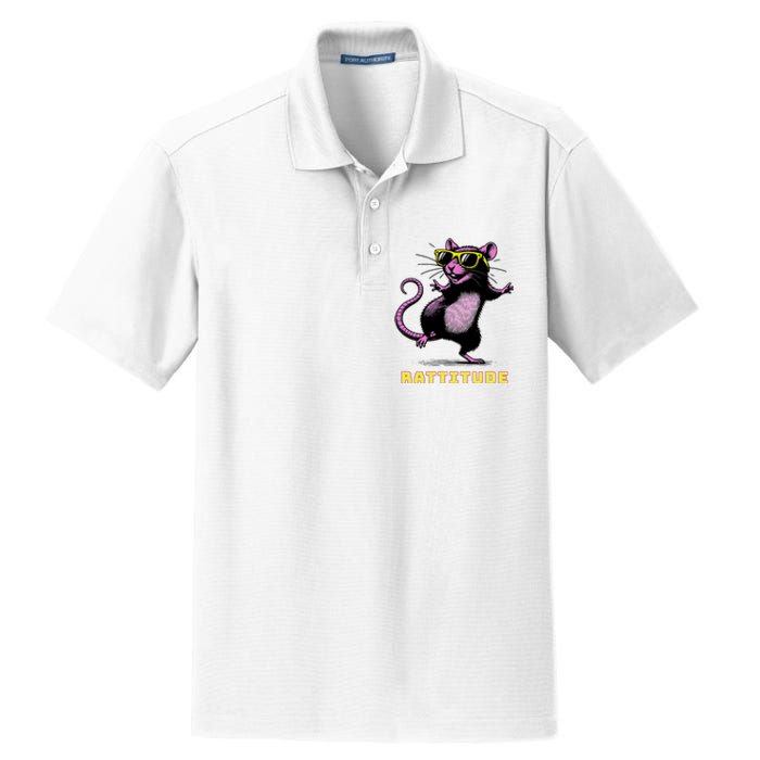 Funny Rat Meme Rattitude Rat Sunglasses Dancing Dry Zone Grid Polo