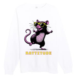 Funny Rat Meme Rattitude Rat Sunglasses Dancing Premium Crewneck Sweatshirt