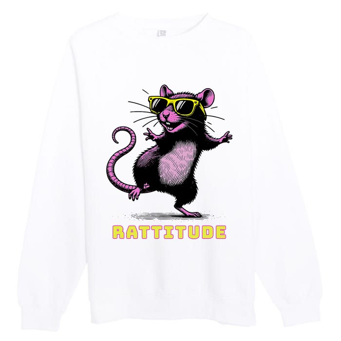 Funny Rat Meme Rattitude Rat Sunglasses Dancing Premium Crewneck Sweatshirt