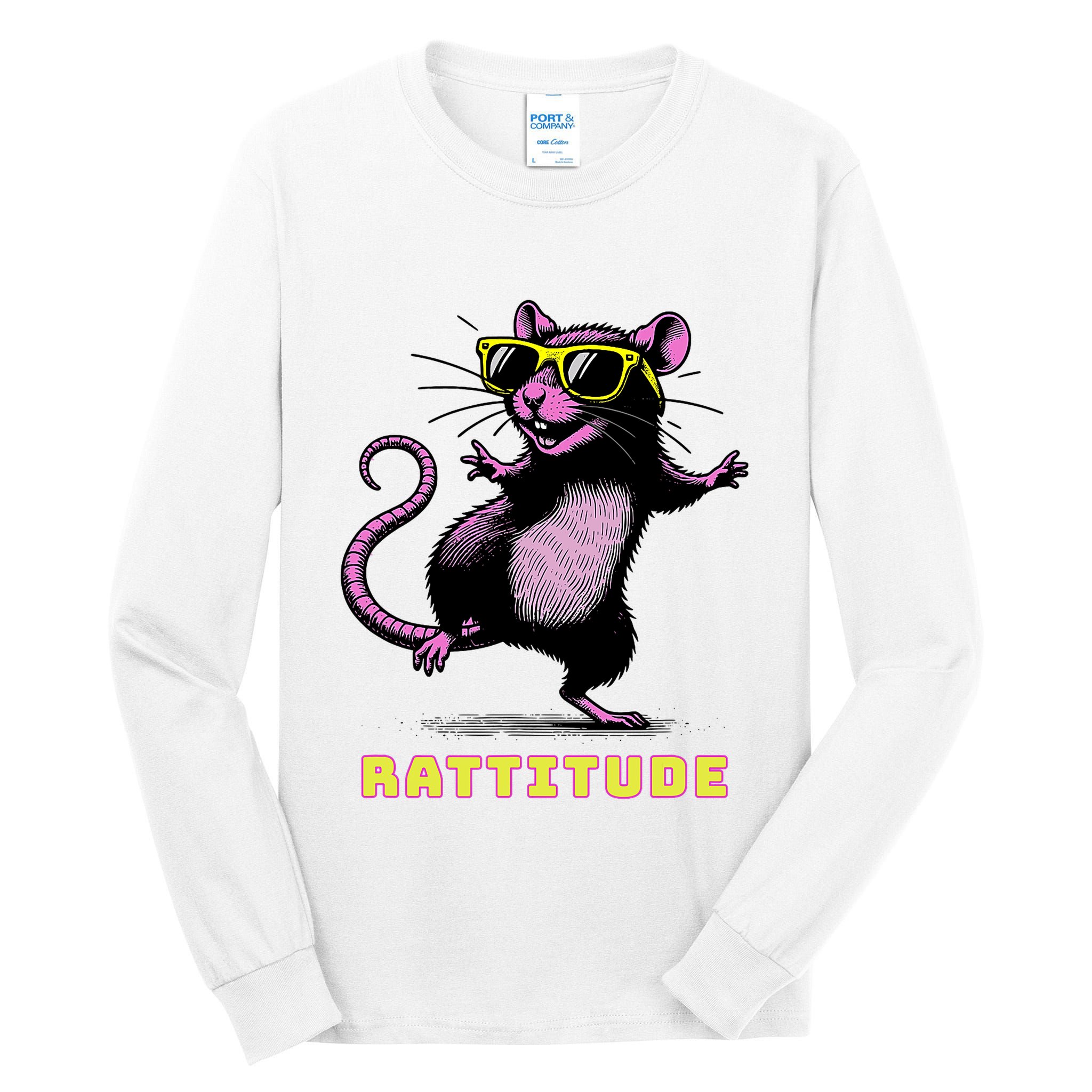 Funny Rat Meme Rattitude Rat Sunglasses Dancing Tall Long Sleeve T-Shirt