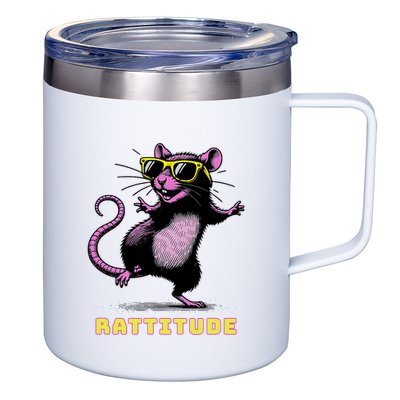 Funny Rat Meme Rattitude Rat Sunglasses Dancing 12oz Stainless Steel Coffee Mug