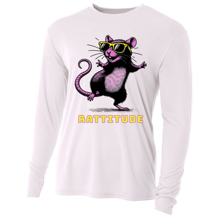 Funny Rat Meme Rattitude Rat Sunglasses Dancing Cooling Performance Long Sleeve Crew