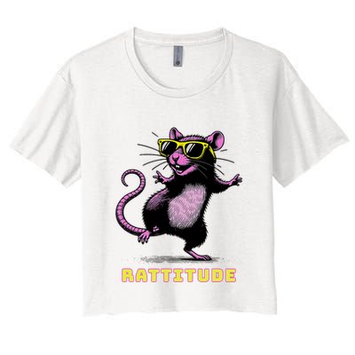 Funny Rat Meme Rattitude Rat Sunglasses Dancing Crop Top
