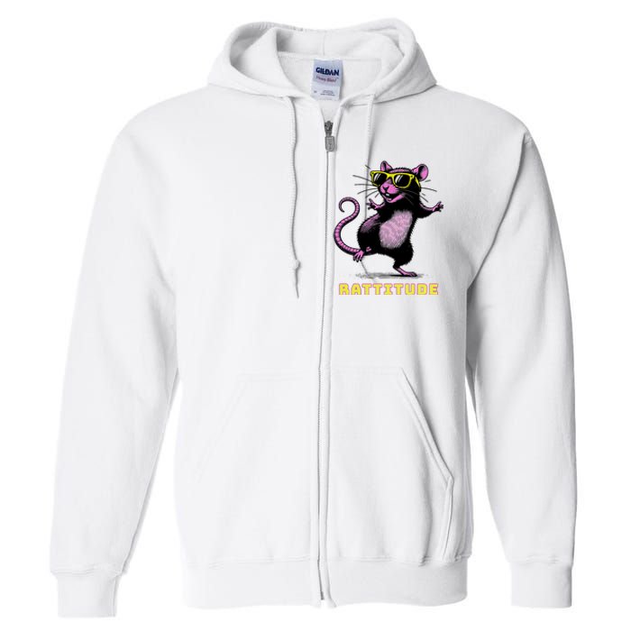 Funny Rat Meme Rattitude Rat Sunglasses Dancing Full Zip Hoodie