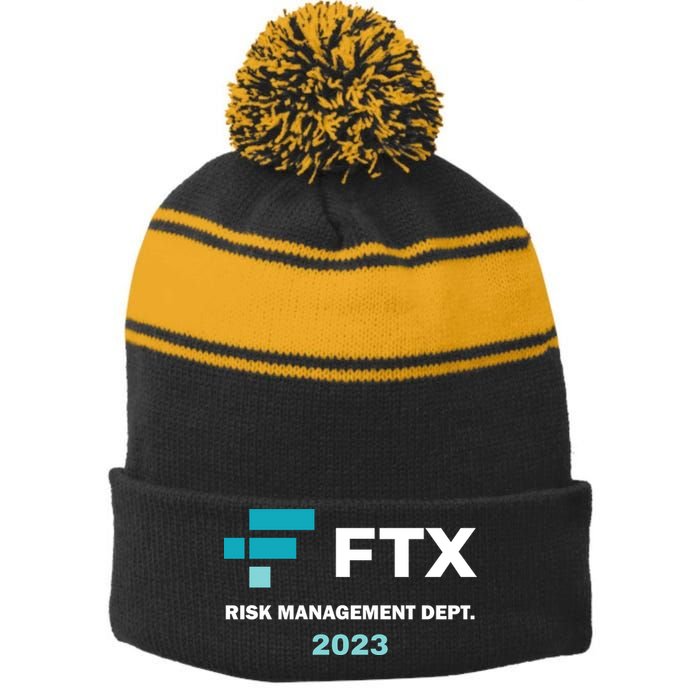FTX Risk Management Dept 2023 Trading Trader Funny Gift Stripe Pom Pom Beanie