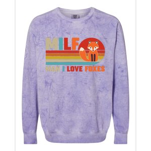 Funny Retro MILF Man I Love Foxes Colorblast Crewneck Sweatshirt