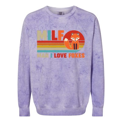 Funny Retro MILF Man I Love Foxes Colorblast Crewneck Sweatshirt