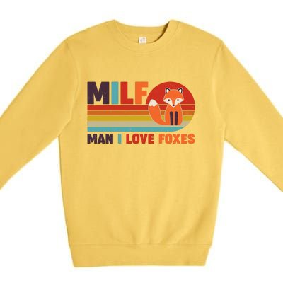 Funny Retro MILF Man I Love Foxes Premium Crewneck Sweatshirt