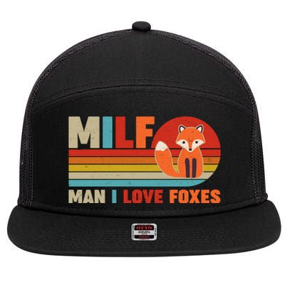 Funny Retro MILF Man I Love Foxes 7 Panel Mesh Trucker Snapback Hat