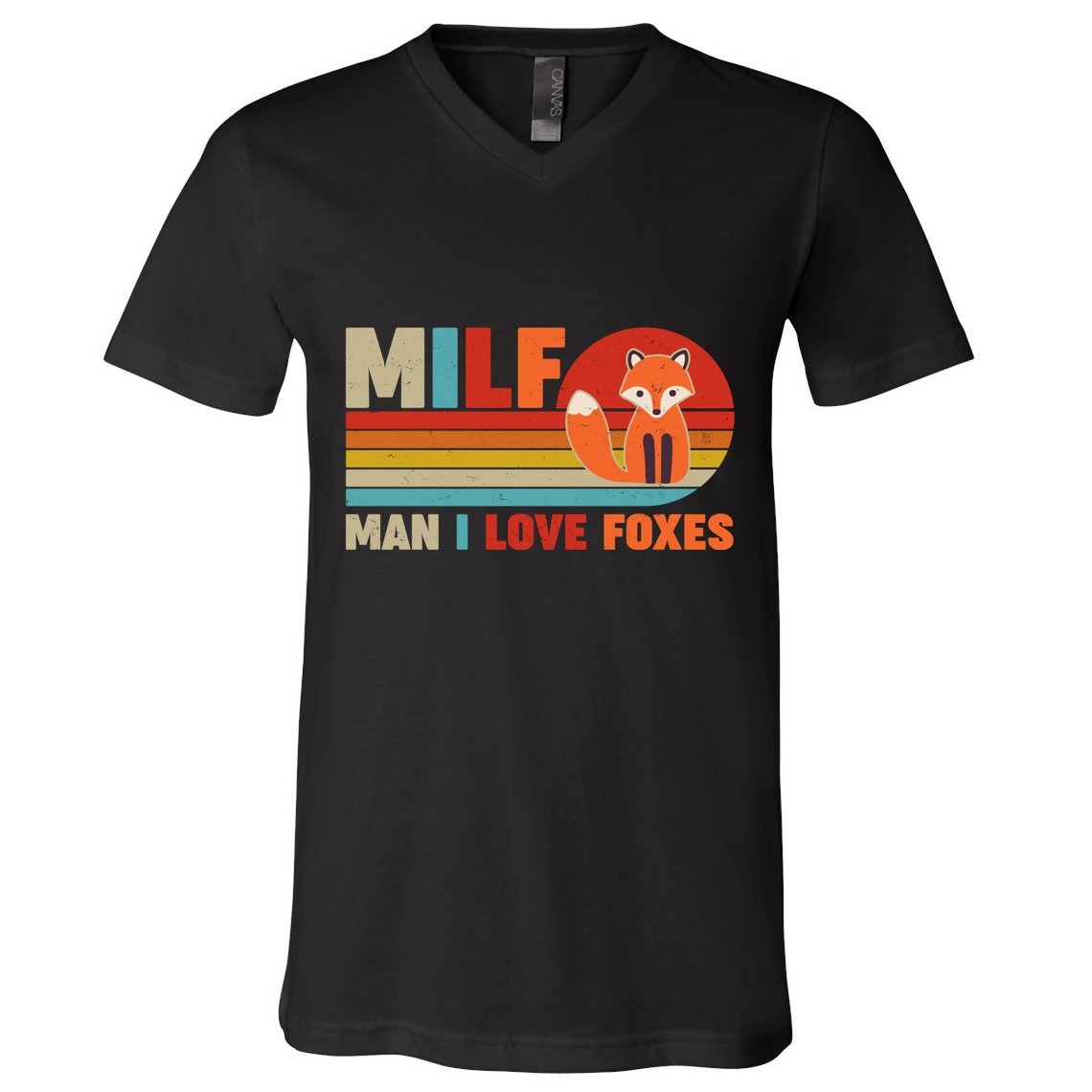 Funny Retro MILF Man I Love Foxes V-Neck T-Shirt