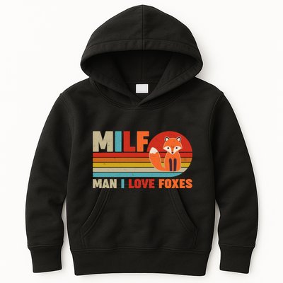 Funny Retro MILF Man I Love Foxes Kids Hoodie