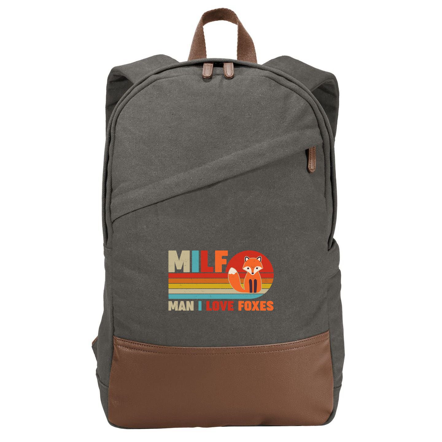 Funny Retro MILF Man I Love Foxes Cotton Canvas Backpack