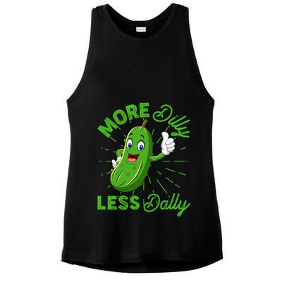 Funny Retro More Dilly Less Dally Pickle Ladies PosiCharge Tri-Blend Wicking Tank