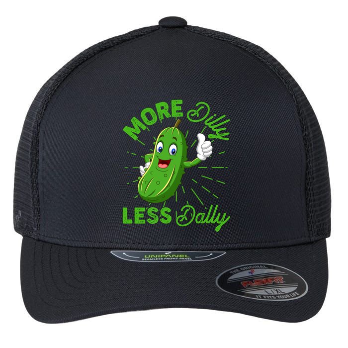 Funny Retro More Dilly Less Dally Pickle Flexfit Unipanel Trucker Cap