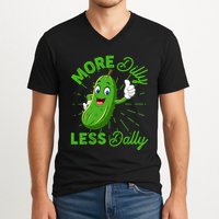 Funny Retro More Dilly Less Dally Pickle V-Neck T-Shirt