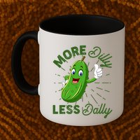 Funny Retro More Dilly Less Dally Pickle Mug