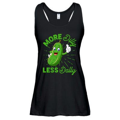 Funny Retro More Dilly Less Dally Pickle Ladies Essential Flowy Tank