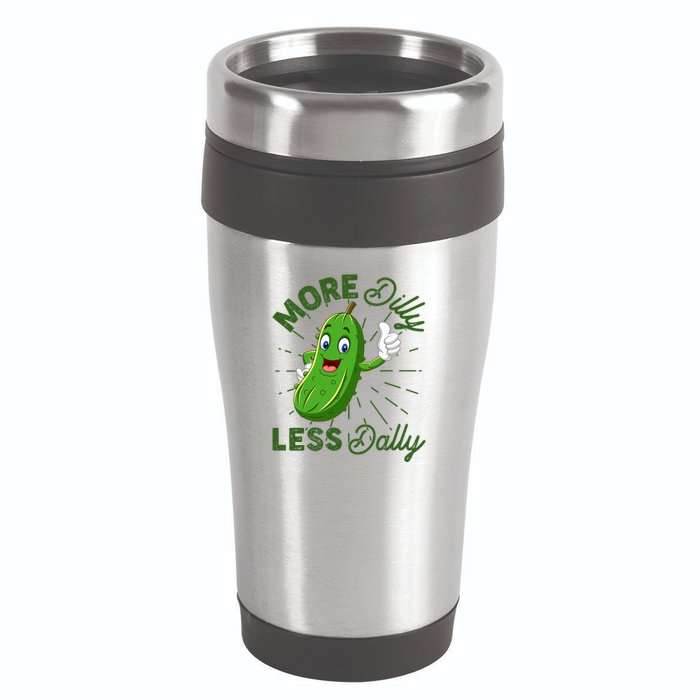 Funny Retro More Dilly Less Dally Pickle 16oz Travel Tumbler