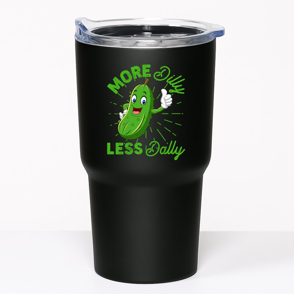 Funny Retro More Dilly Less Dally Pickle Tumbler