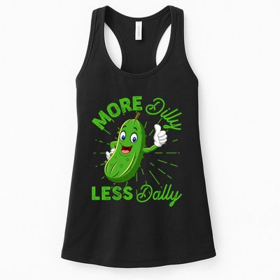 Funny Retro More Dilly Less Dally Pickle Womens Tank Top