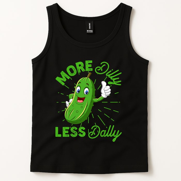 Funny Retro More Dilly Less Dally Pickle Tank Top