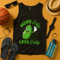 Funny Retro More Dilly Less Dally Pickle Tank Top