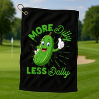Funny Retro More Dilly Less Dally Pickle Golf Towel