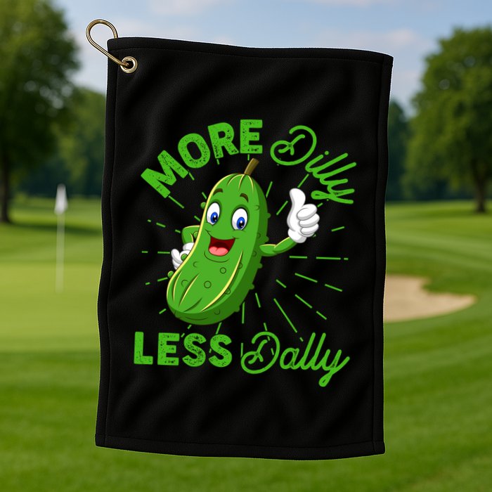 Funny Retro More Dilly Less Dally Pickle Golf Towel