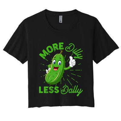 Funny Retro More Dilly Less Dally Pickle Crop Top