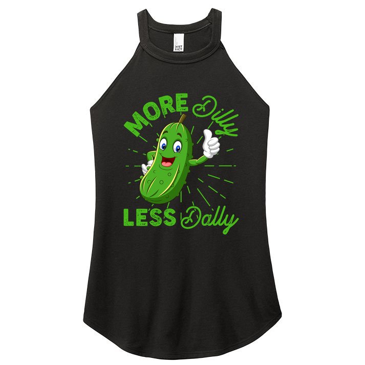 Funny Retro More Dilly Less Dally Pickle Women's Perfect Tri Rocker Tank