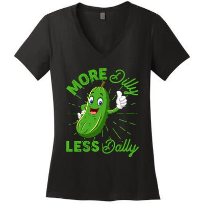 Funny Retro More Dilly Less Dally Pickle Women's V-Neck T-Shirt