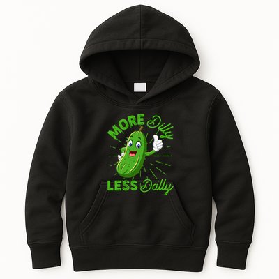 Funny Retro More Dilly Less Dally Pickle Kids Hoodie