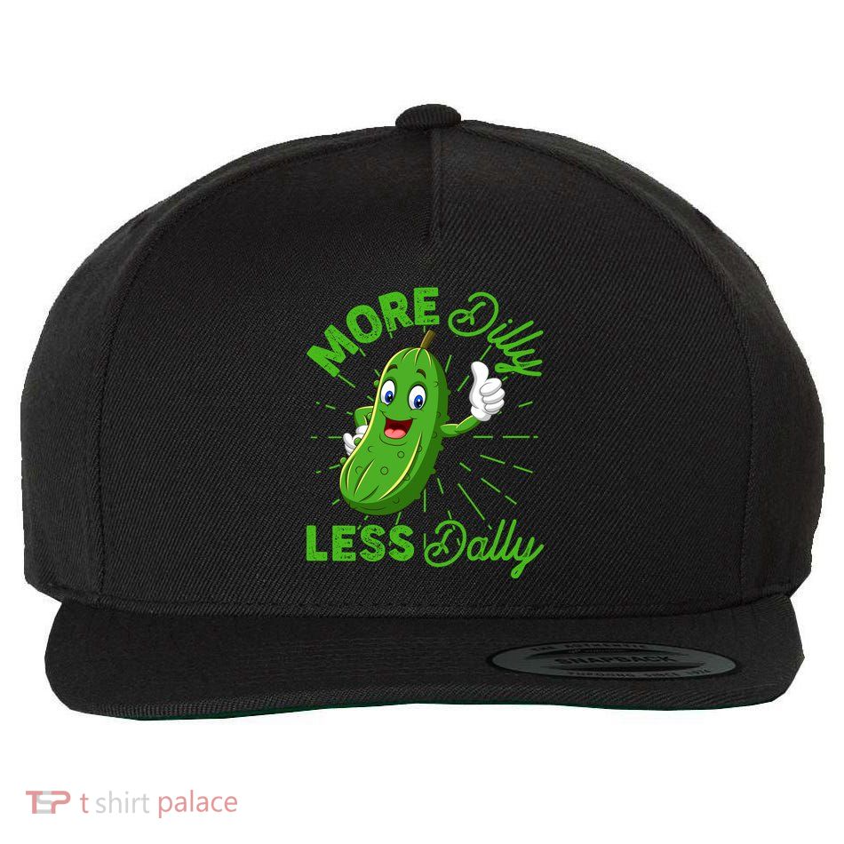 Funny Retro More Dilly Less Dally Pickle Wool Snapback Cap
