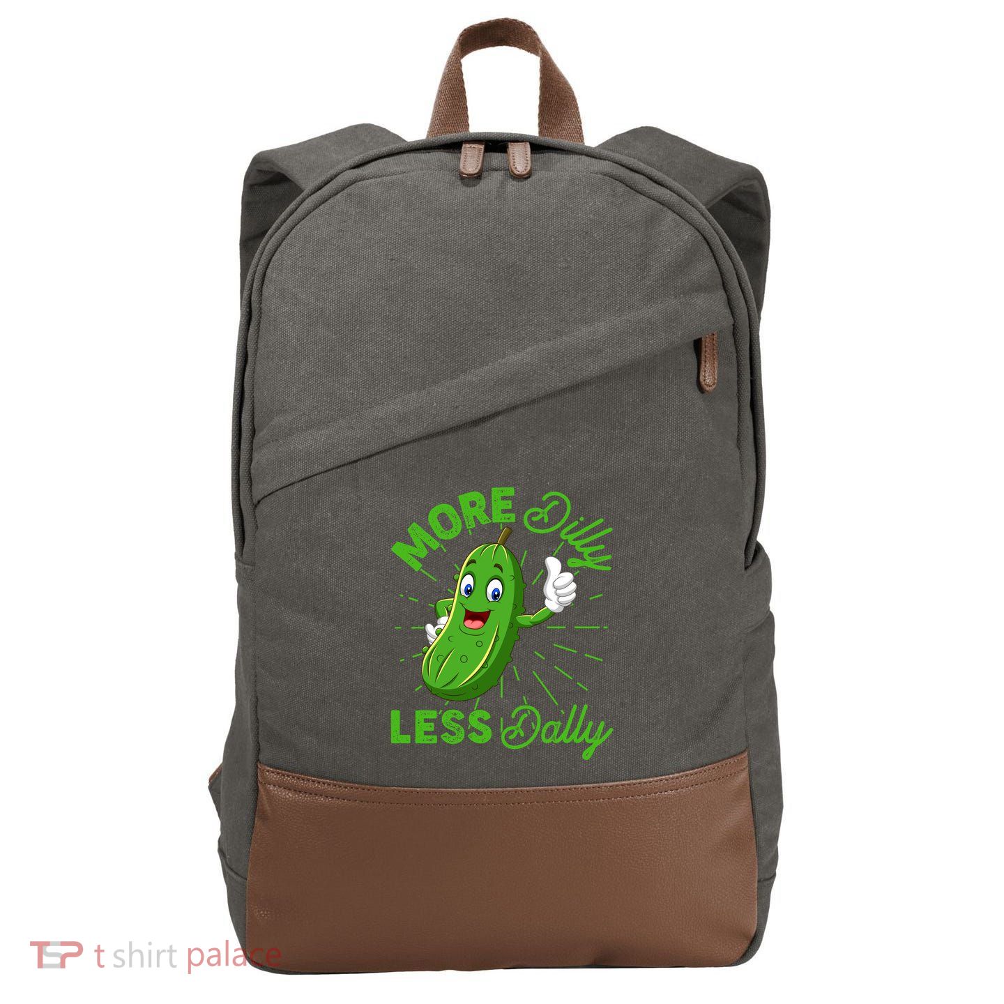 Funny Retro More Dilly Less Dally Pickle Cotton Canvas Backpack