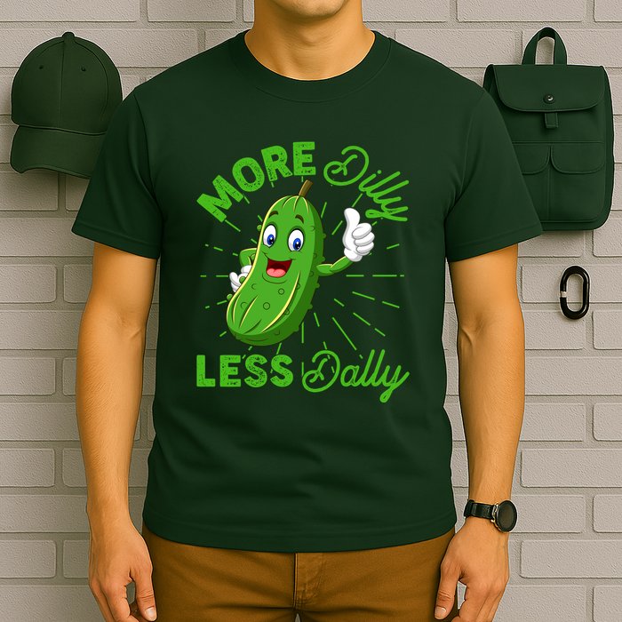 Funny Retro More Dilly Less Dally Pickle T-Shirt