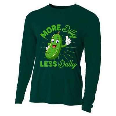 Funny Retro More Dilly Less Dally Pickle Cooling Performance Long Sleeve Crew