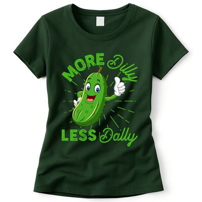 Funny Retro More Dilly Less Dally Pickle Womens T-Shirt