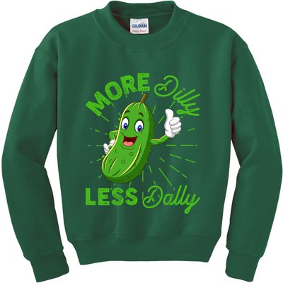Funny Retro More Dilly Less Dally Pickle Kids Sweatshirt