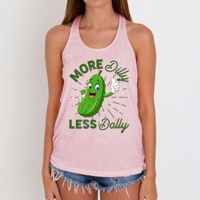 Funny Retro More Dilly Less Dally Pickle Women's Knotted Racerback Tank