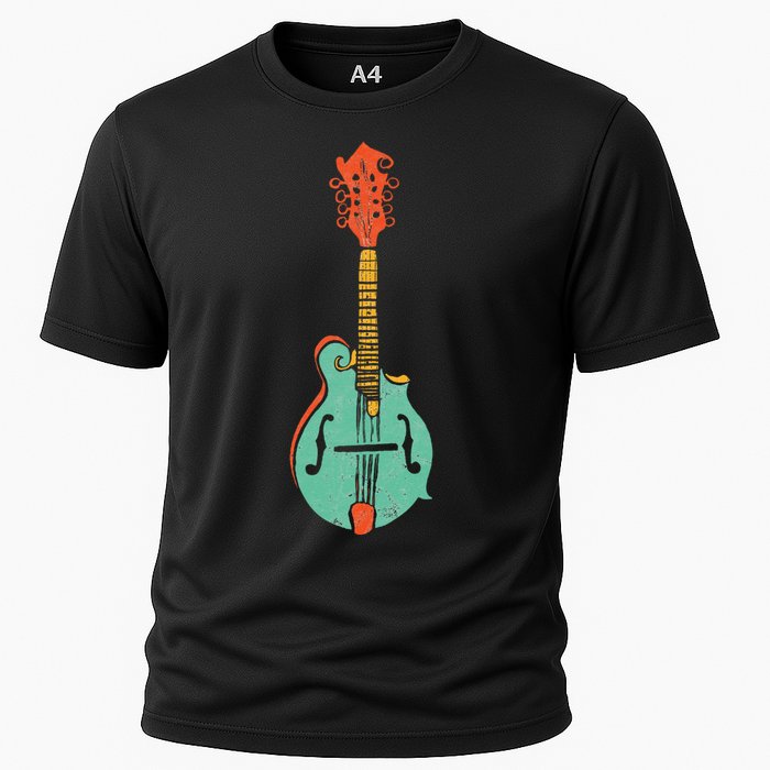 Funky Retro Mandolin Minimalist String Instrument Graphic Cooling Performance Crew T-Shirt